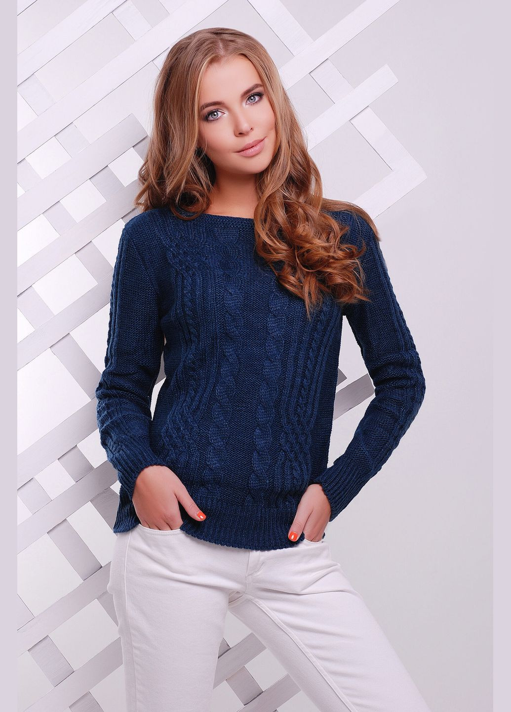 Синий демисезонный вязаный женский свитер (-sviter-15) MarSe