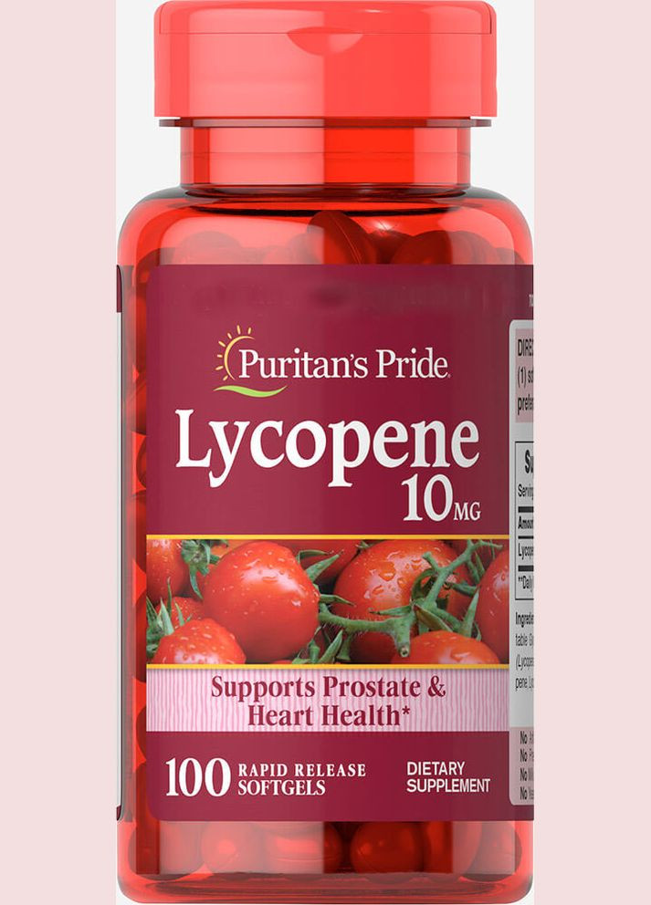 Ликопин Puritan's Pride Lycopene 10 mg 100 sgels Puritans Pride (280916644)