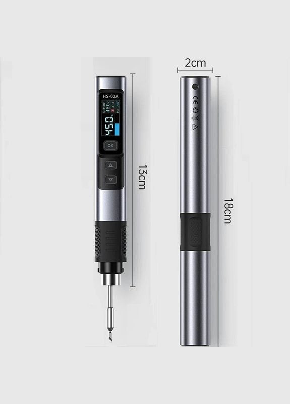 Паяльник профессиональный HS-02A Max Серый/Черный 100 Вт/Type-C + 6 насадок и чехол Fnirsi (340112388)