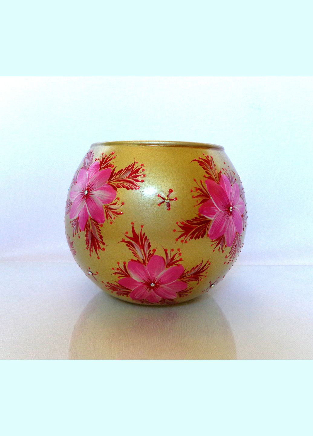 Ваза золота маленька ручної роботи декоративна з авторським розписом "Квіти Троянди" No Brand (349842214)