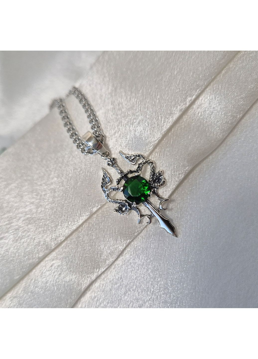 Серебряная Подвеска Оберег Амулет Меч с Драконами Черненное серебро 925 пробы 93482з 4.80г No Brand (349758494)