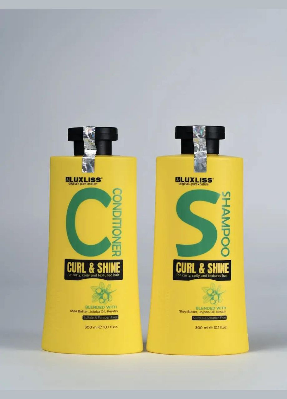 Набір догляду для кучерявого волосся Curl&Shine шампунь 300 мл + кондиціонер 300 мл (90106) Luxliss (303137527)