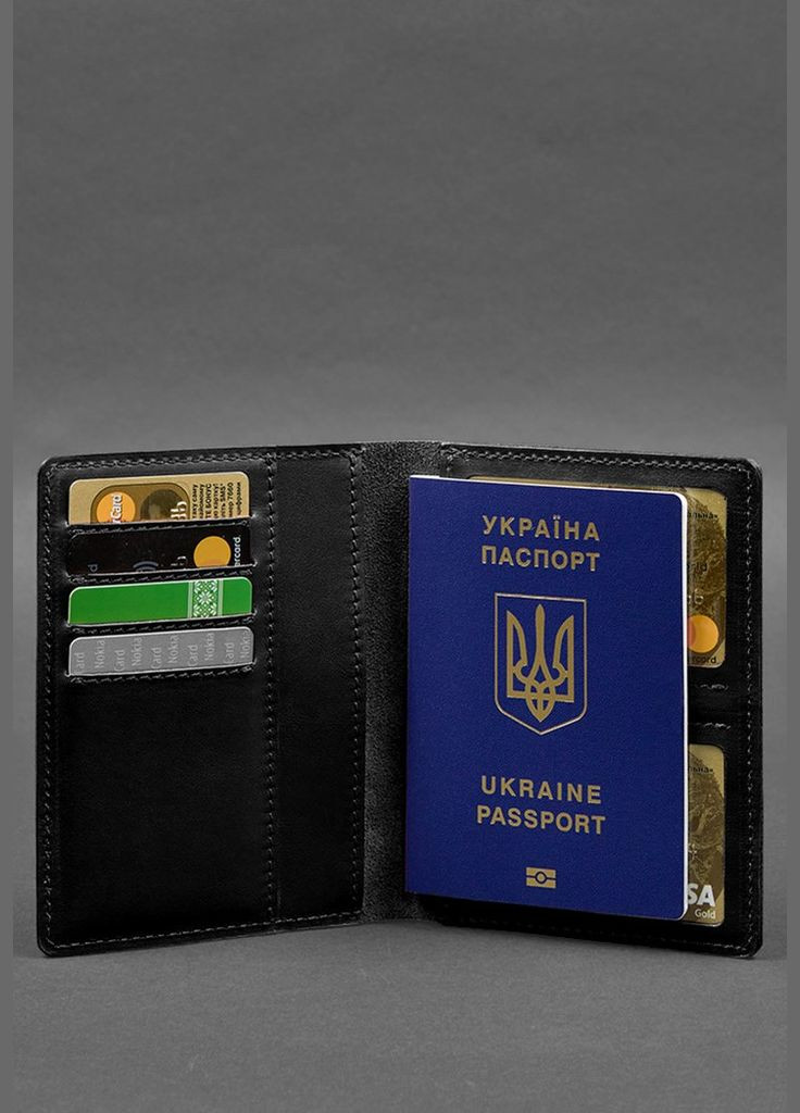 Кожаная обложка-органайзер для документов 6.1 черный краст (A-028142) BlankNote (329186872)