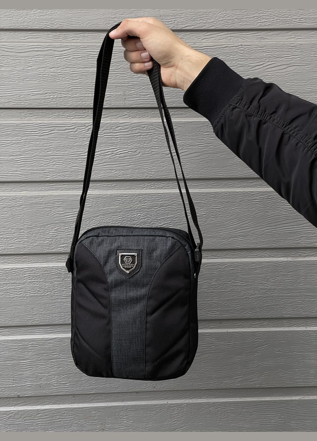 Барсетка темно-сірий меланж із чорним No Brand (330258869)