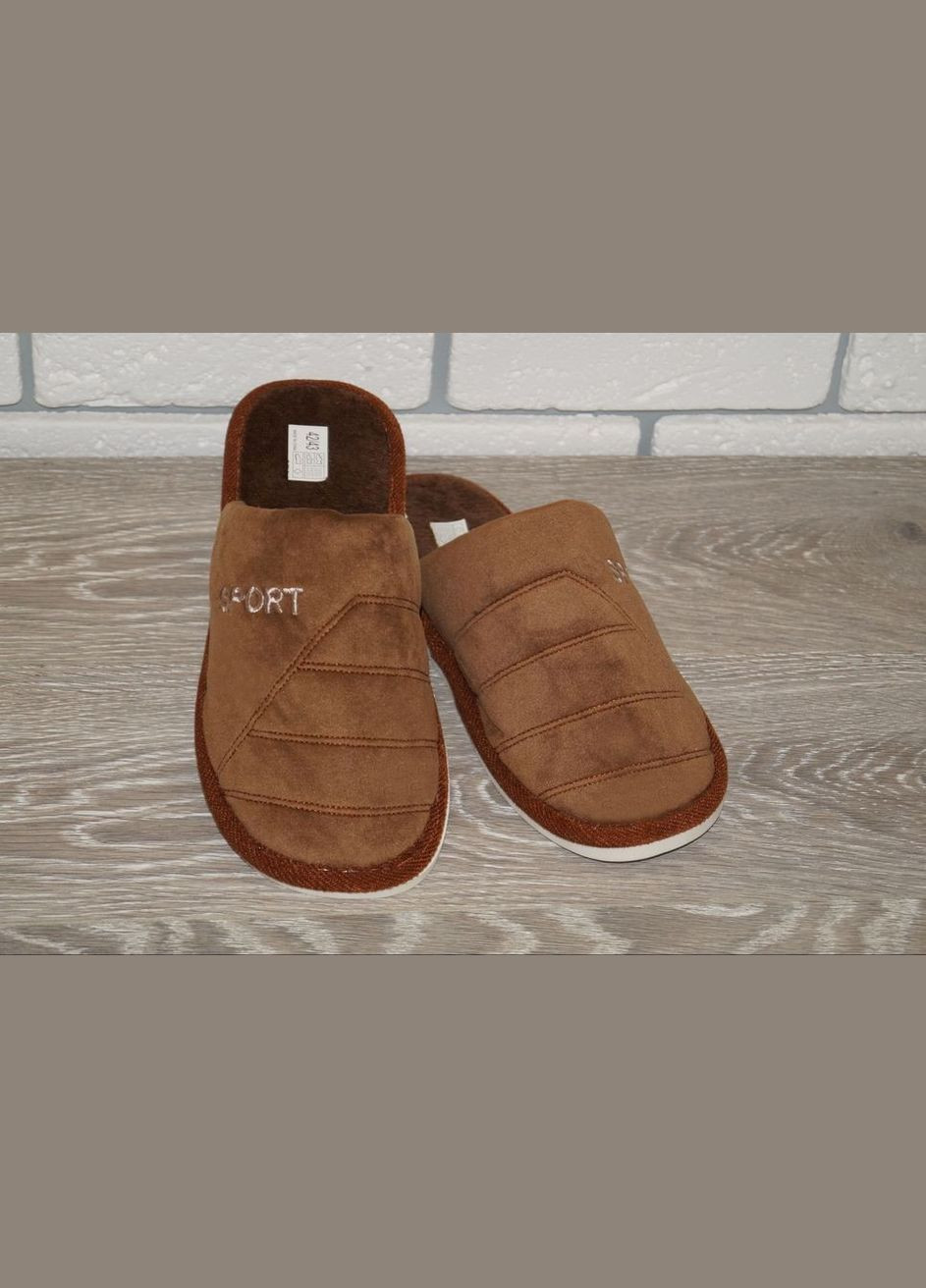 Коричневые тапочки подростковые коричневые No Brand