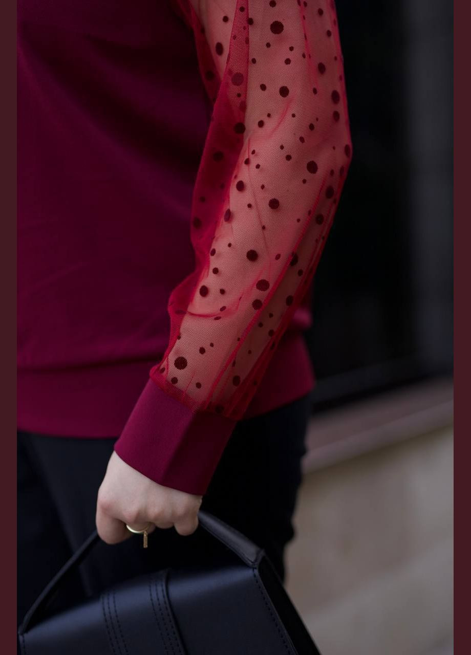 Жіночий костюм двійка кофта з сітчастими рукавами та брюки середньої посадки MonCher (340979652)