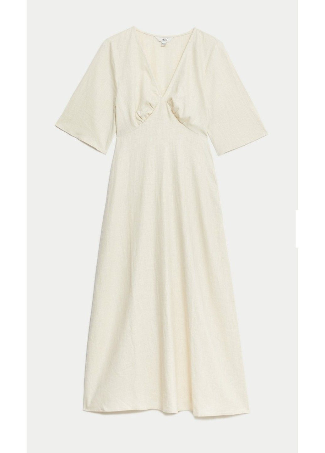 Молочна коктейльна жіноча лляна сукня з v-подібним вирізом (57172) s молочна M&S