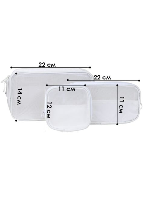 Органайзер несесер із трьох косметичок для зберігання косметики компактний б'юті бокс переносний на блискавці White Lesko (360457016)