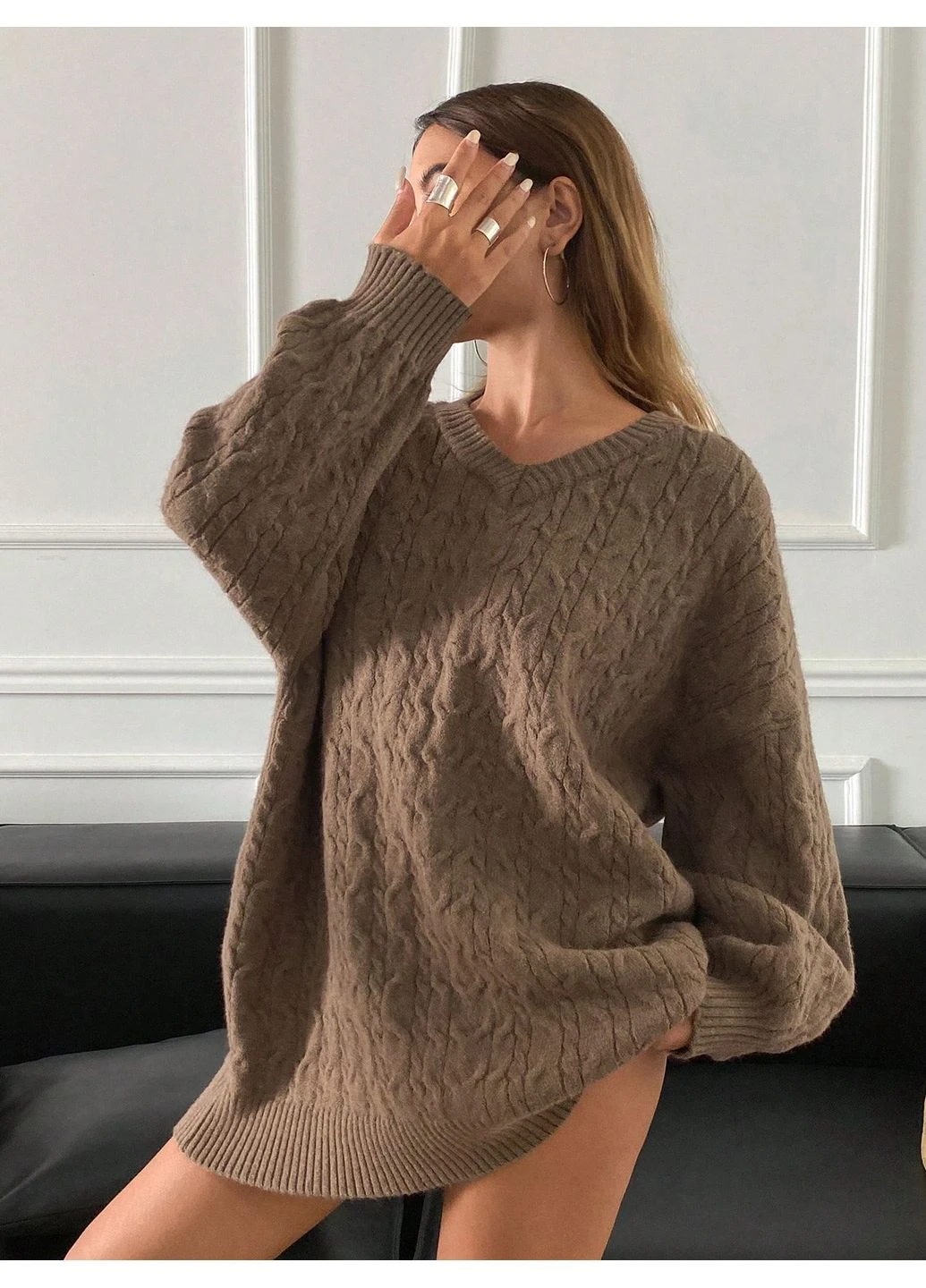 Коричневий зимовий светр SHEIN