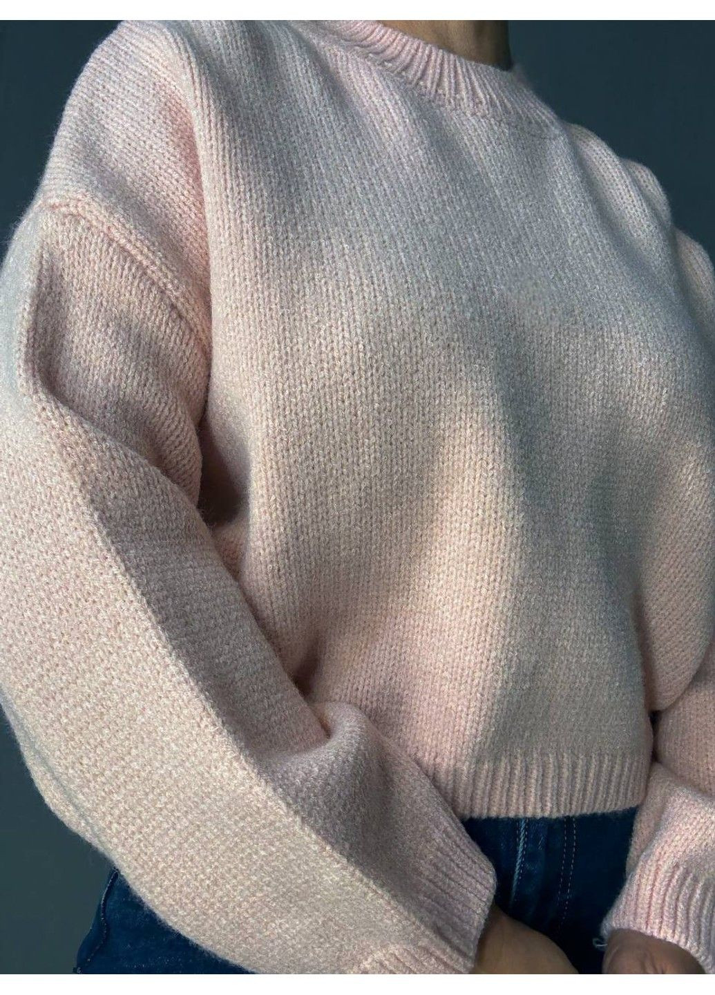 Рожевий демісезонний светр жіночий fancy matinee 539 оверсайз однотонний No Brand