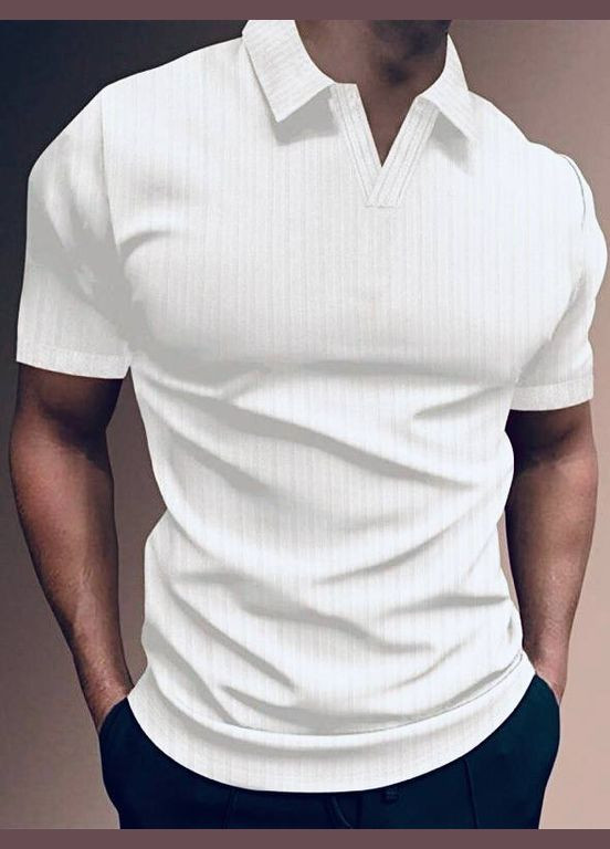 Біла футболка поло чоловіча з коротким рукавом No Brand