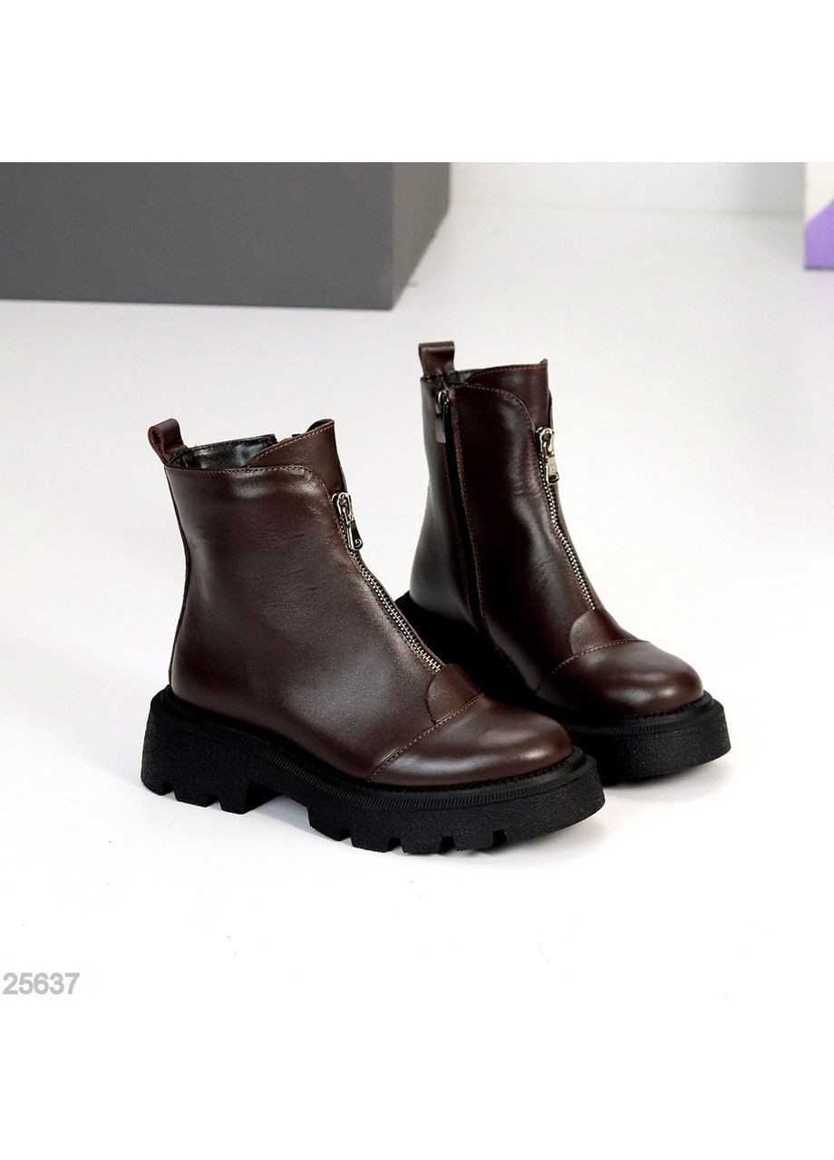 Черевики зимові Artis, натуральна шкіра, шоколадні, на блискавці No Brand (365553022)