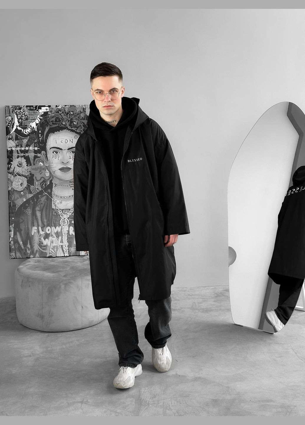 Черное демисезонное Пальто-куртка оверсайз No Brand