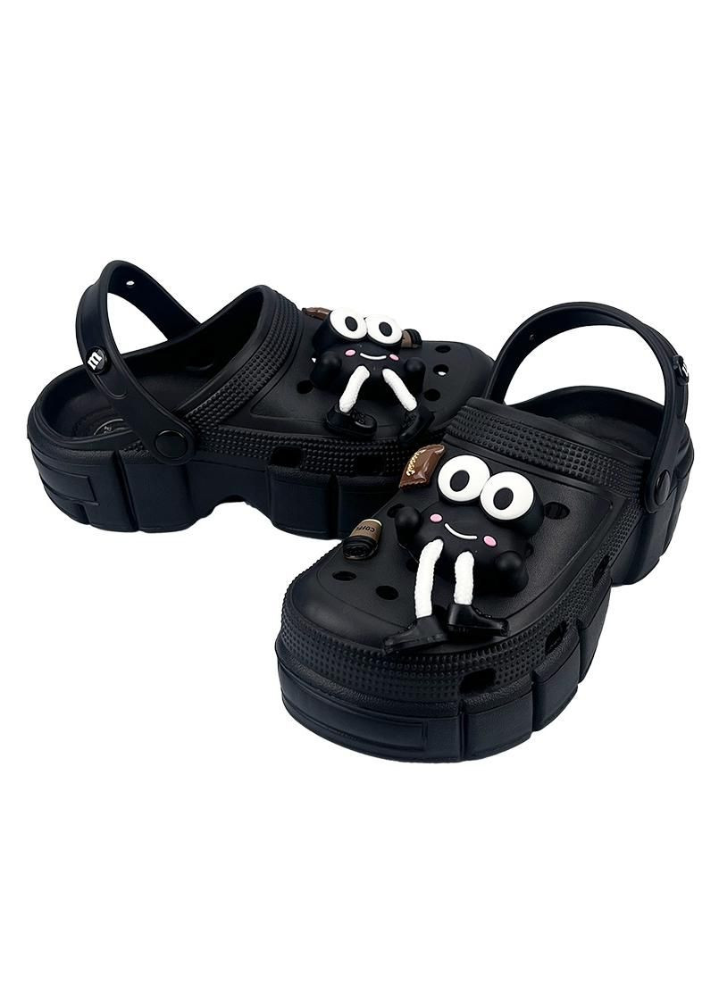 Жіночі крокси сабо на платформі з джибітсами чорні 20327-3 Sanlin (315066681)