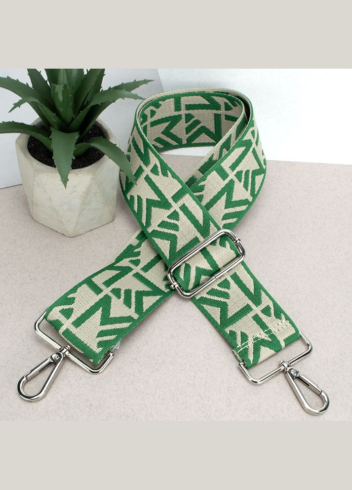 Ремень для сумки текстильный 50 мм R_letters_silver с карабинами зеленый Virginia Conti (292401751)