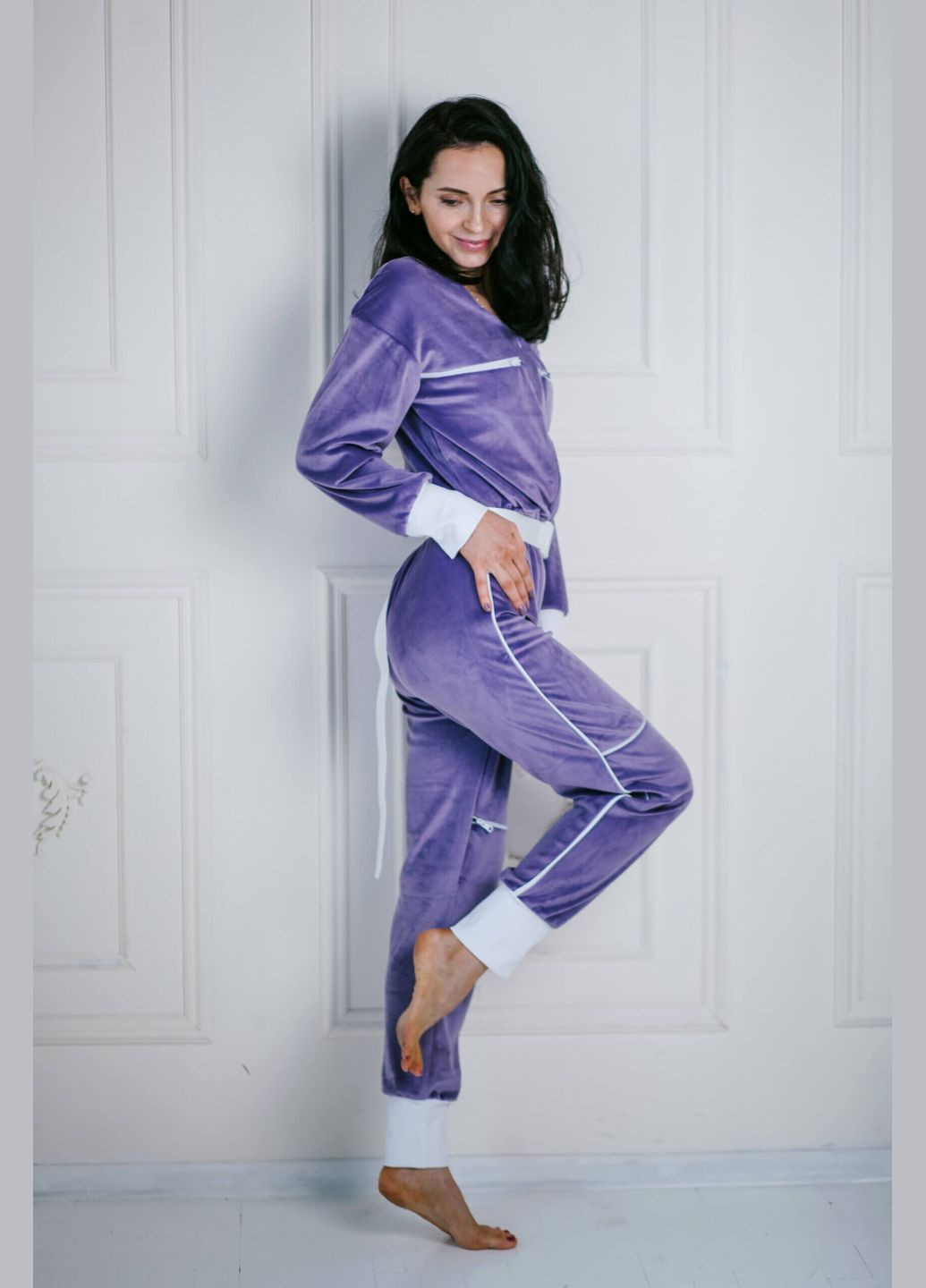 Комбинезон велюровый фиолетовый L JUGO fashion tayt комбинезон-брюки однотонный фиолетовый домашний