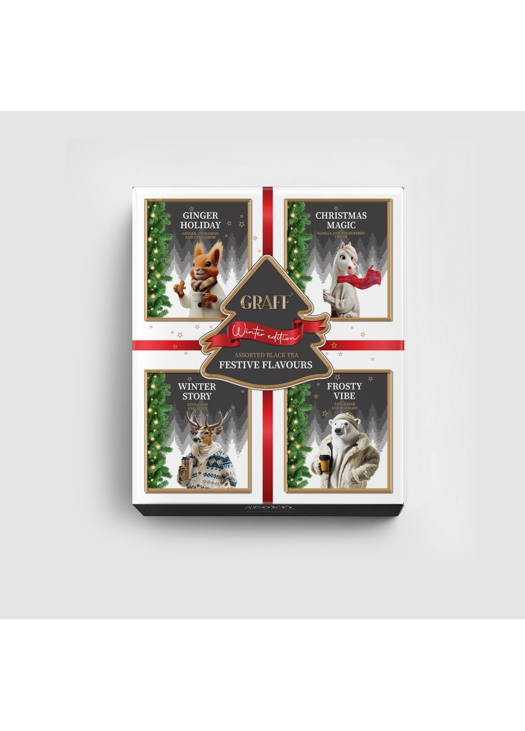 Чай чорний байховий Асорті новорічних смаків 32 пакетика, 57.6 г Graff (368755142)