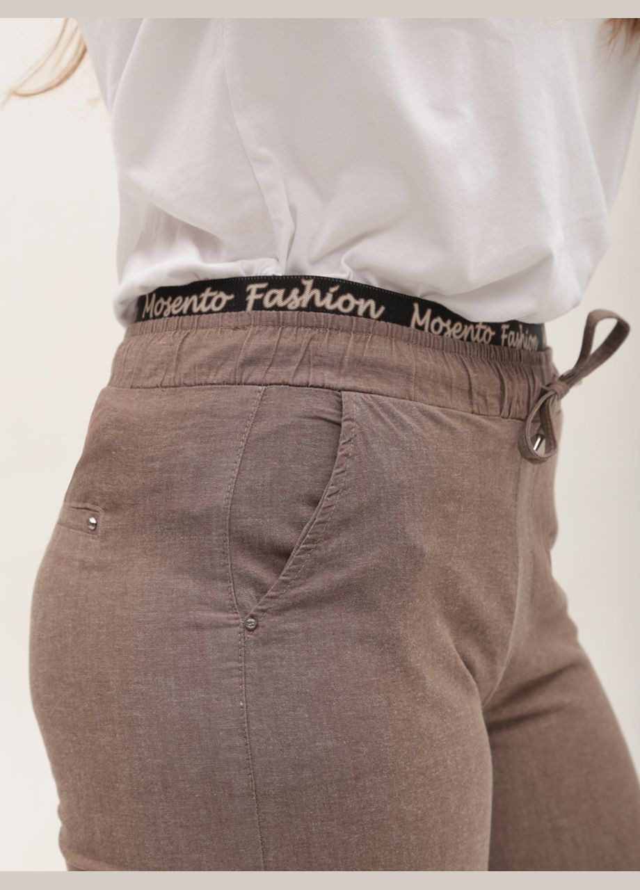 Джинси жіночі прямі коричневі пояс на резинці Пряма Adorati - (328000563)