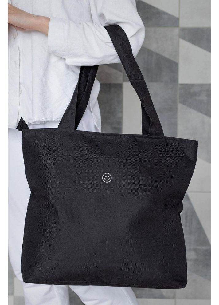 Женская сумка эко-шопер тканевая с принтом Smile Black Without (353707098)