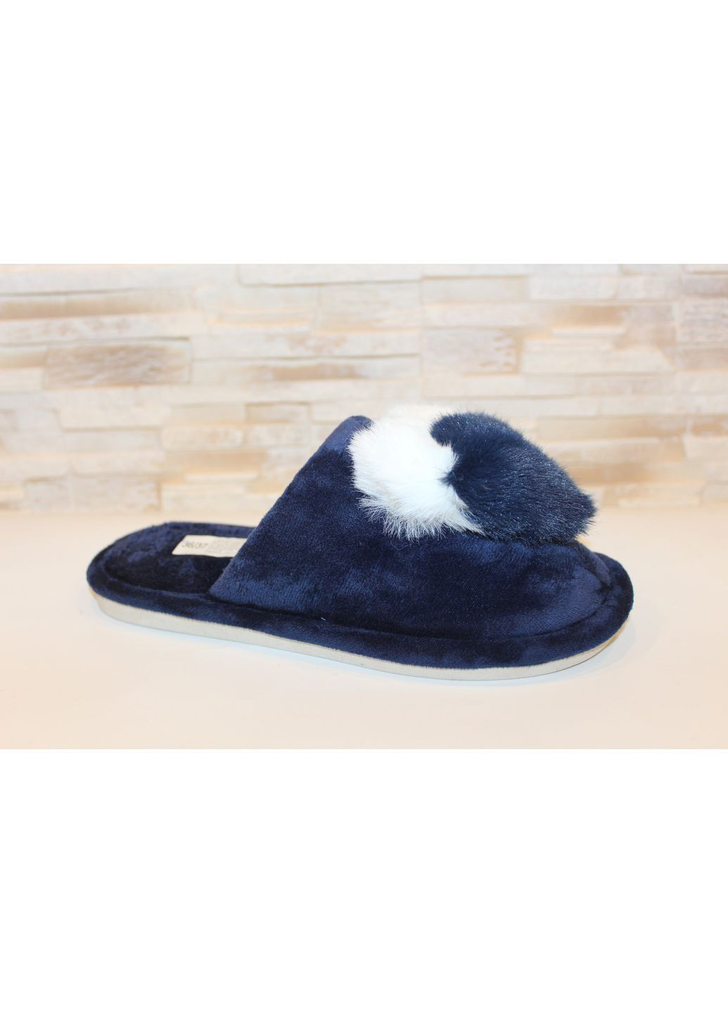 Синие тапочки комнатные женские синие No Brand с мехом, без декора