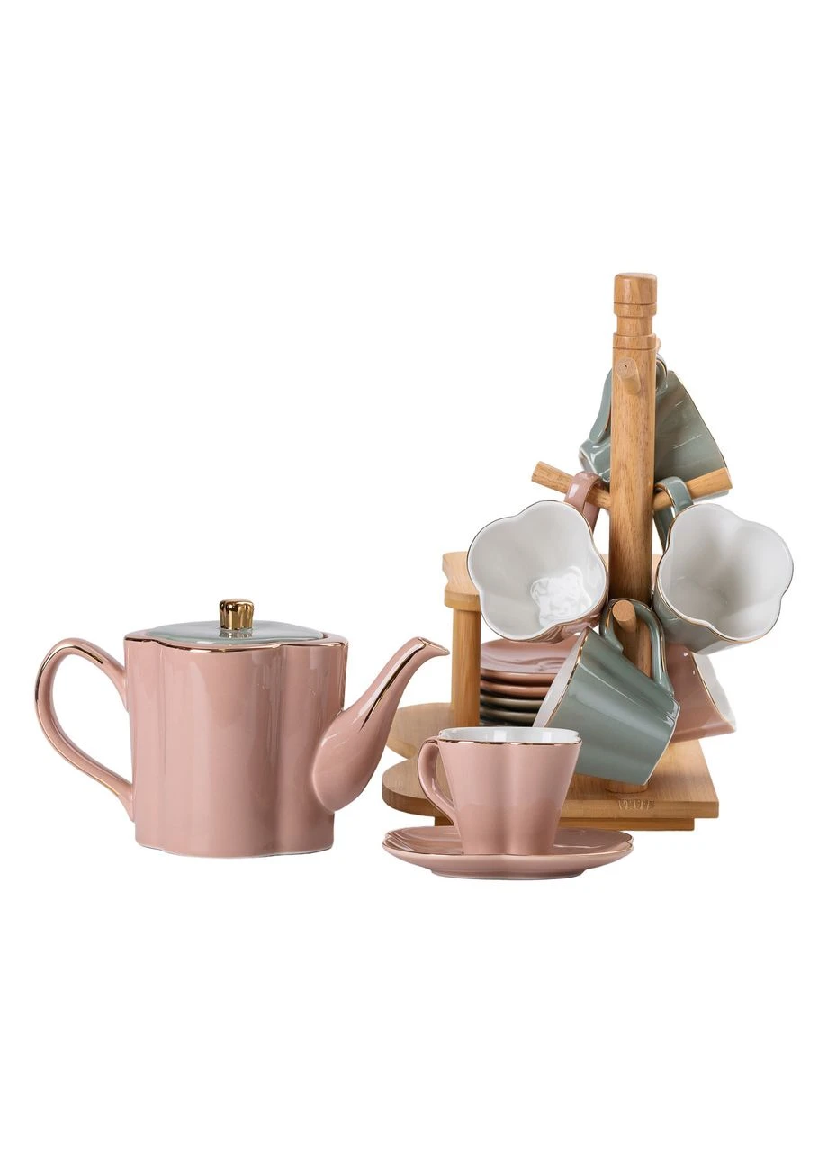 Чайный сервиз на 6 персон с бамбуковой подставкой HP-15-25 Yiwu (376333347)
