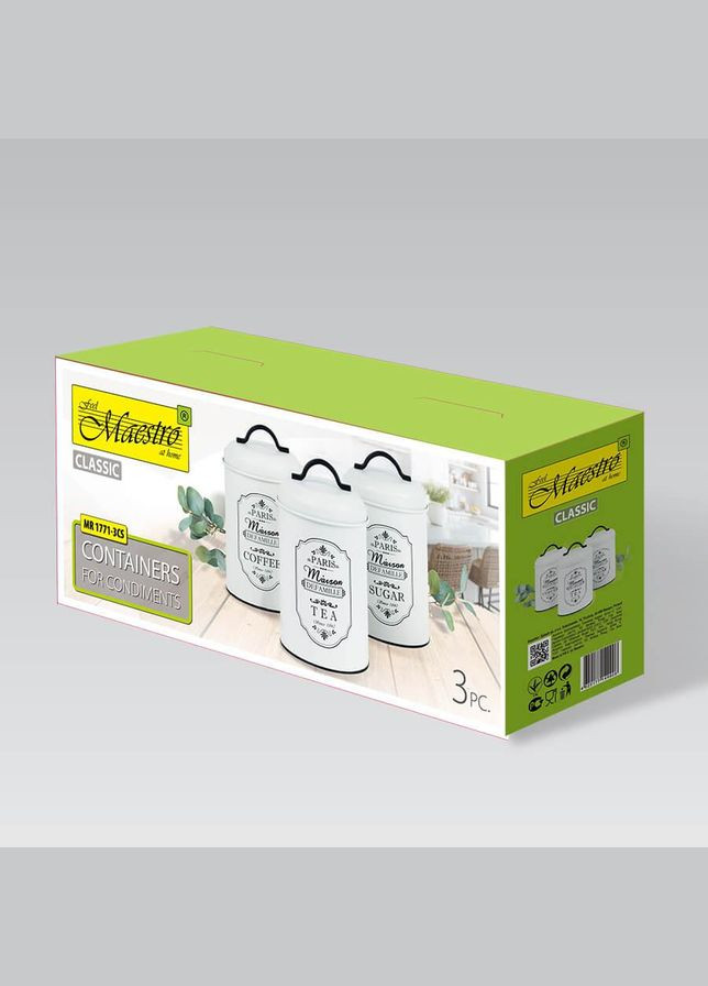 Набір металевих ємностей (чай, кава, цукор) 3 шт (MR-1771-3CS) Maestro (334009713)
