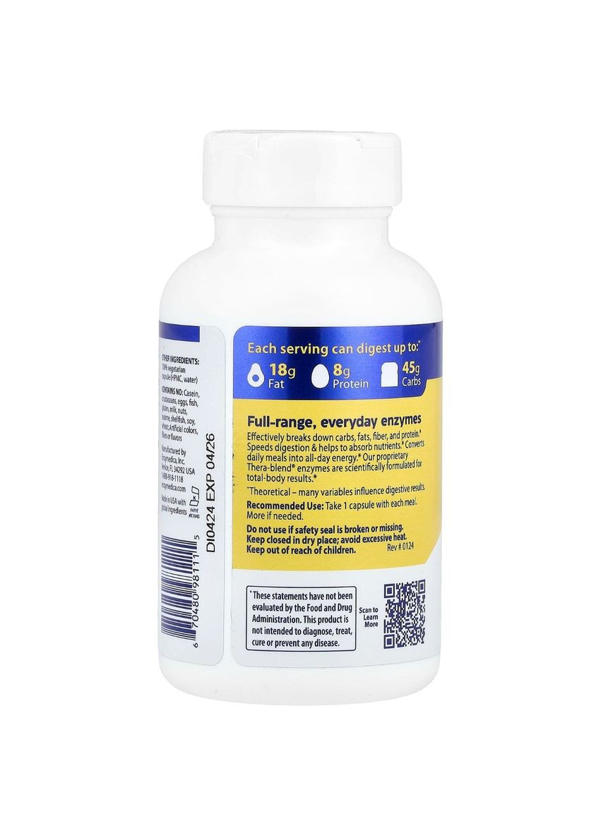 Ферменты для Усвоения, Полный белковый состав, Digest,, 90 капсул Enzymedica (322741404)