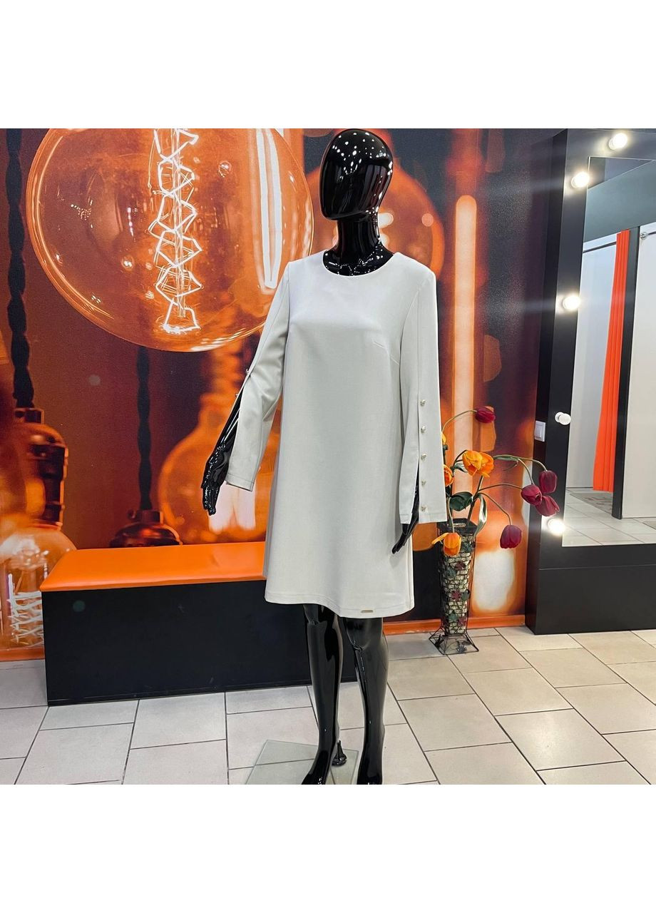 Бежевое кэжуал платье j.london вискоза длинный рукав карманы 44 бежевая J. London