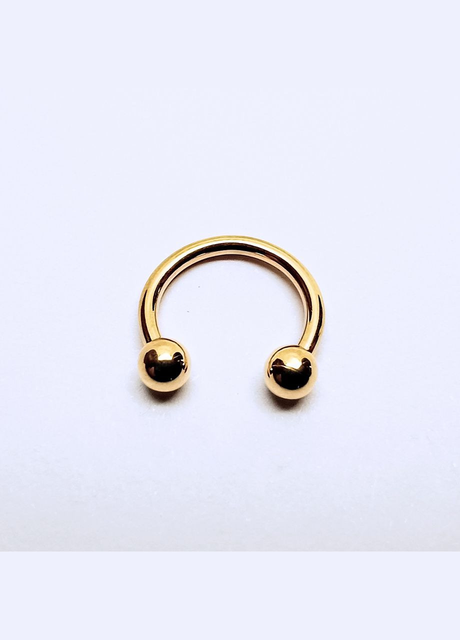 Сережка для пірсингу Циркуляр підкова з кульками з хірургічної сталі 316L для брів губ Золотистий 10 мм x 2.8 мм Finding (333707935)