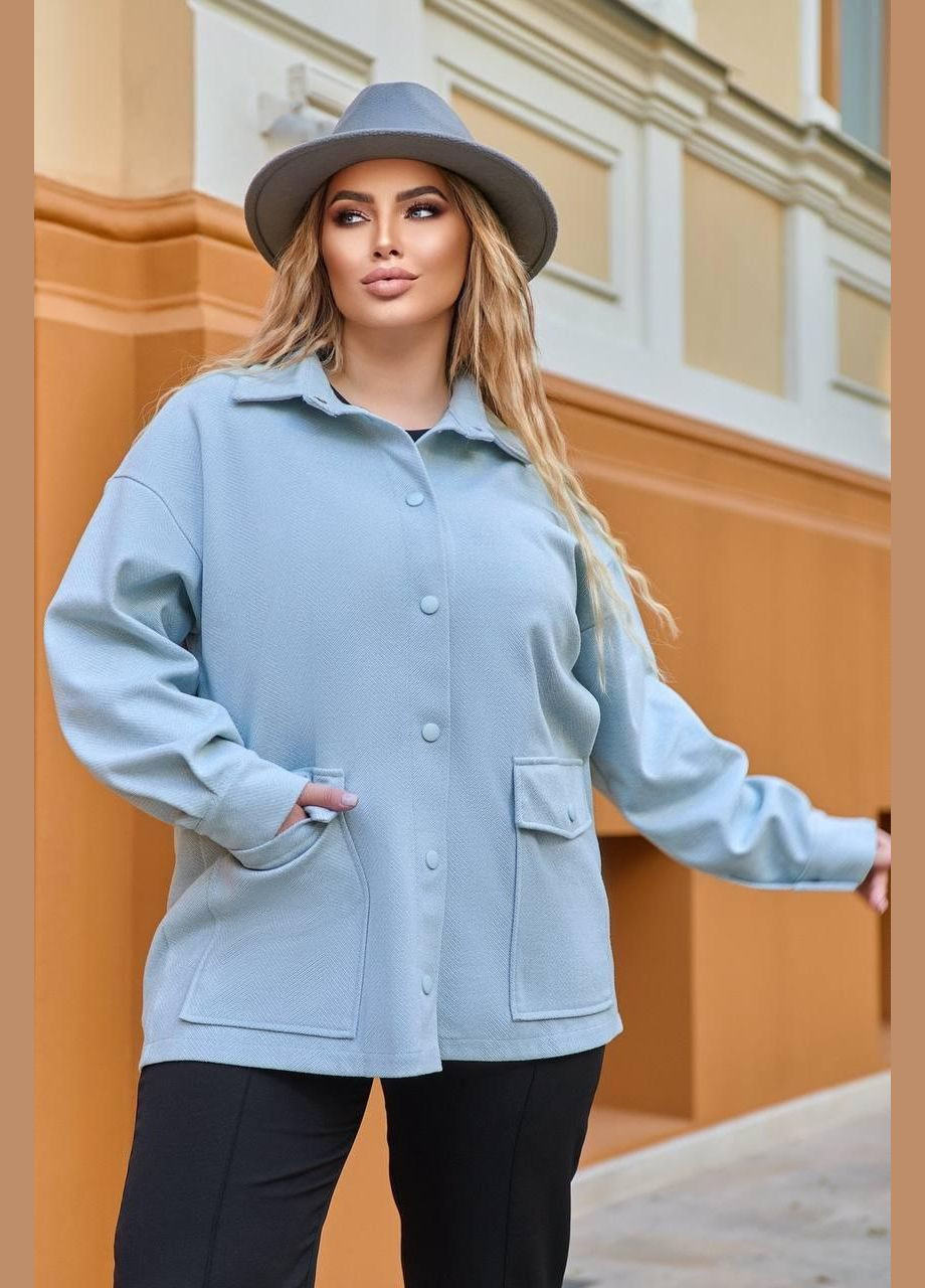 Женская пиджак - рубашка "Модель 257" - с длинным рукавом SF-257 Голубой, 54-56 Sofia (267424886)