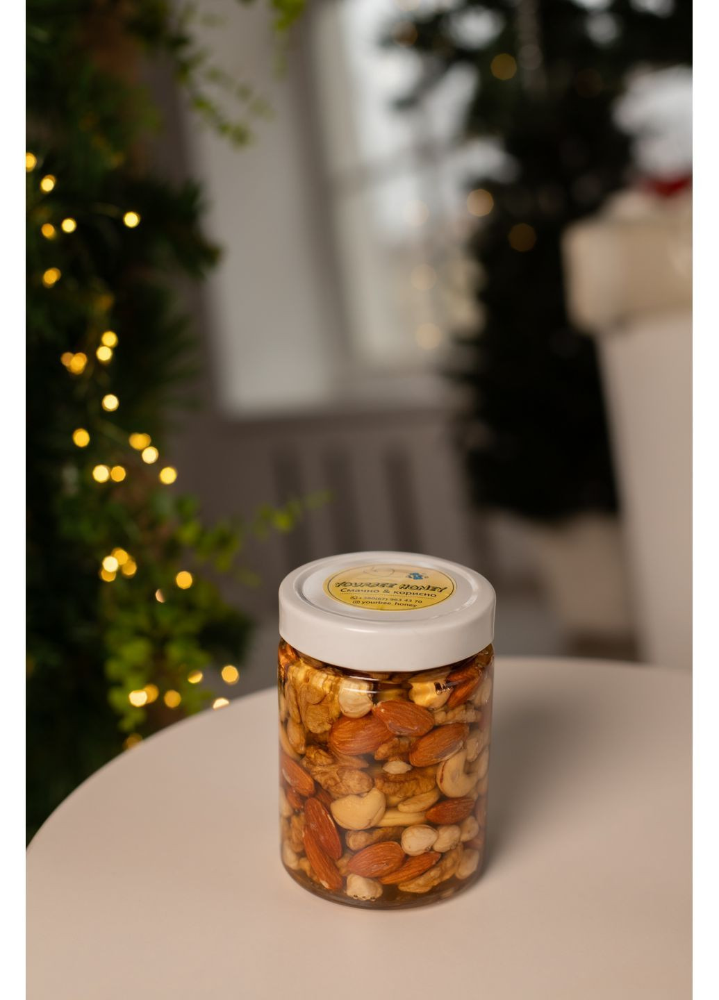 Набір «Мед + Горішки + Бджілка з фетру» 🐝🍯🥜💛 (300 мл + 300 мл) yourbee_honey (371591940)