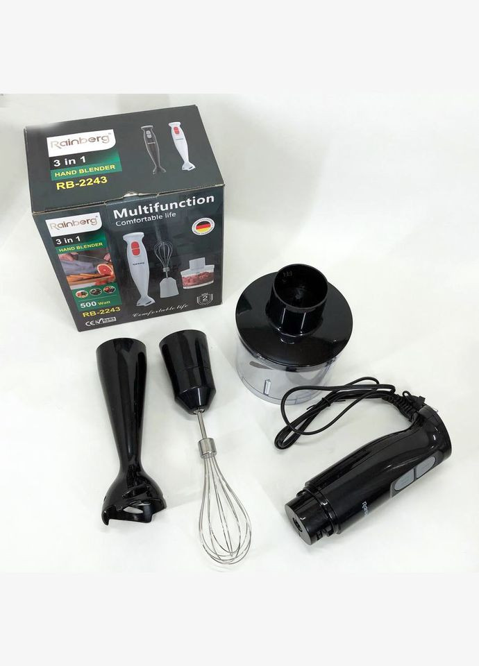 Блендер 3в1 RB-2243 500W погружной блендер измельчитель, блендер для детского пюре. Цвет: Rainberg (364664947)