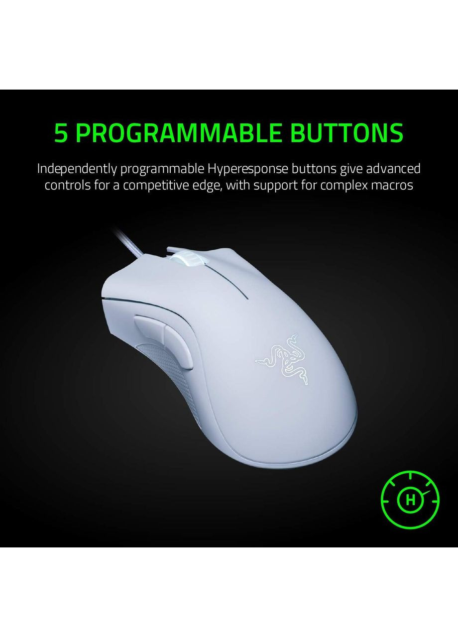 Игровая мышь DeathAdder Essential белая, оптический сенсор 6400 DPI, 5 программируемых кнопок, эргономичный дизайн Razer (354827663)