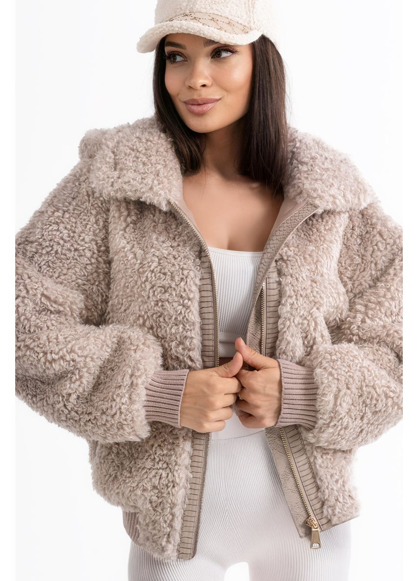 Бежевая полушубок женский nf 25638 мокко Freever