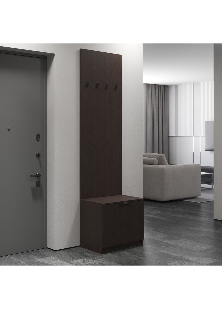 Вешалка напольная с тубмой для обуви 600x2200x400 венге темный (hm-43-vg) VAYS (363134887)