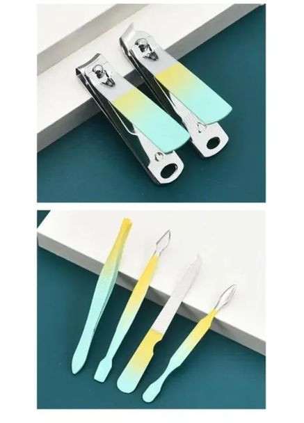 Набір професійний для манікюру/педикюру на 10 предметів м'ятно-жовтий Grand (363832080)