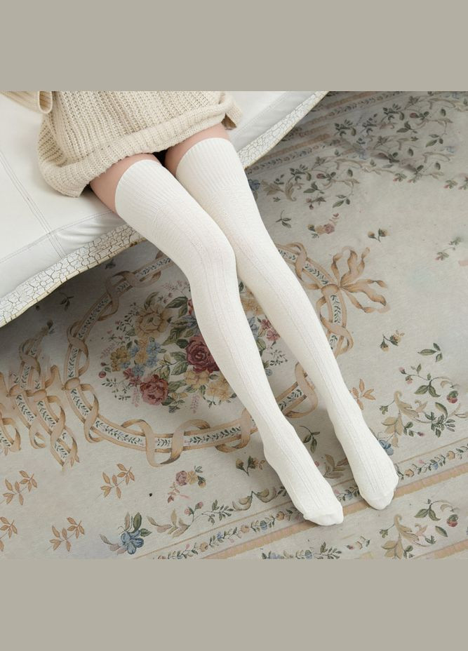 Панчохи з манжетом текстурні трикотажні однотонні молочні 18170 XXS-XL No Brand (307930889)