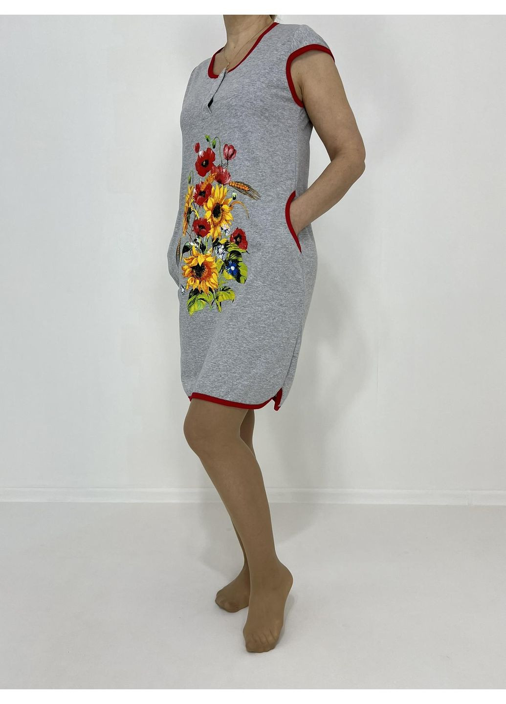 Туніка жіноча кулір Соняшник 58-60 Сіра 72447422-4 Triko (285779452)