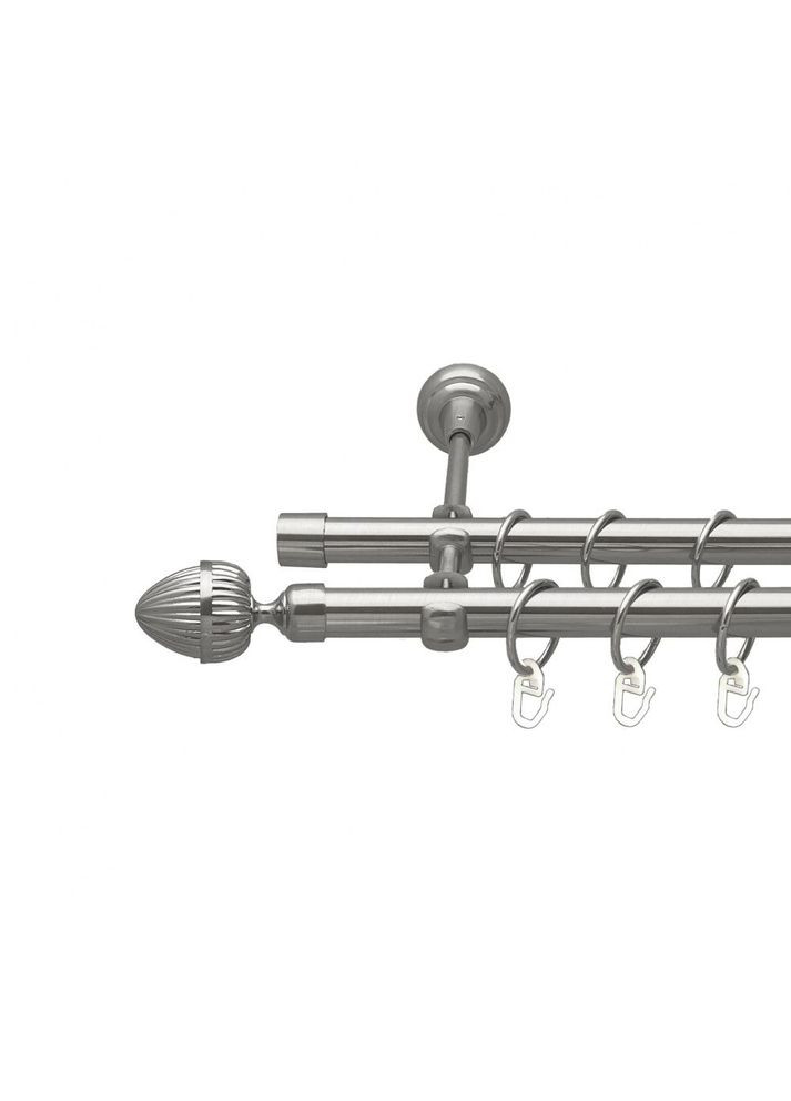 Карниз Одеон металлический двухрядный открытый гладкая труба Нержавеющая сталь 19\19 мм 200 см (00-00016091) ORVIT (300279756)