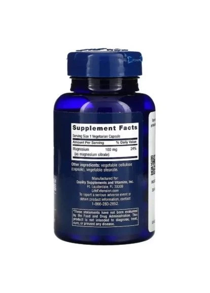 Минералы Цитрат Магния, Magnesium (Citrate), 160 мг, 100 Капсул (LEX-16821) Life Extension Цитрат Магния, Magnesium (Citrate), 160 мг, 100 К (401668125)