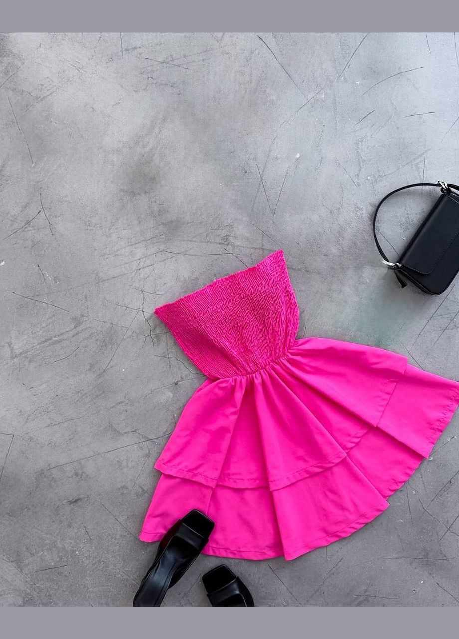 Малиновое повседневный платье женское с открытыми плечами Україна однотонное