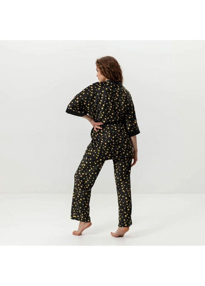 Комбінована всесезон комплект жіночий з плюшевого велюру штани та халат зоряне небо 3430_m 16004 m FlexDress