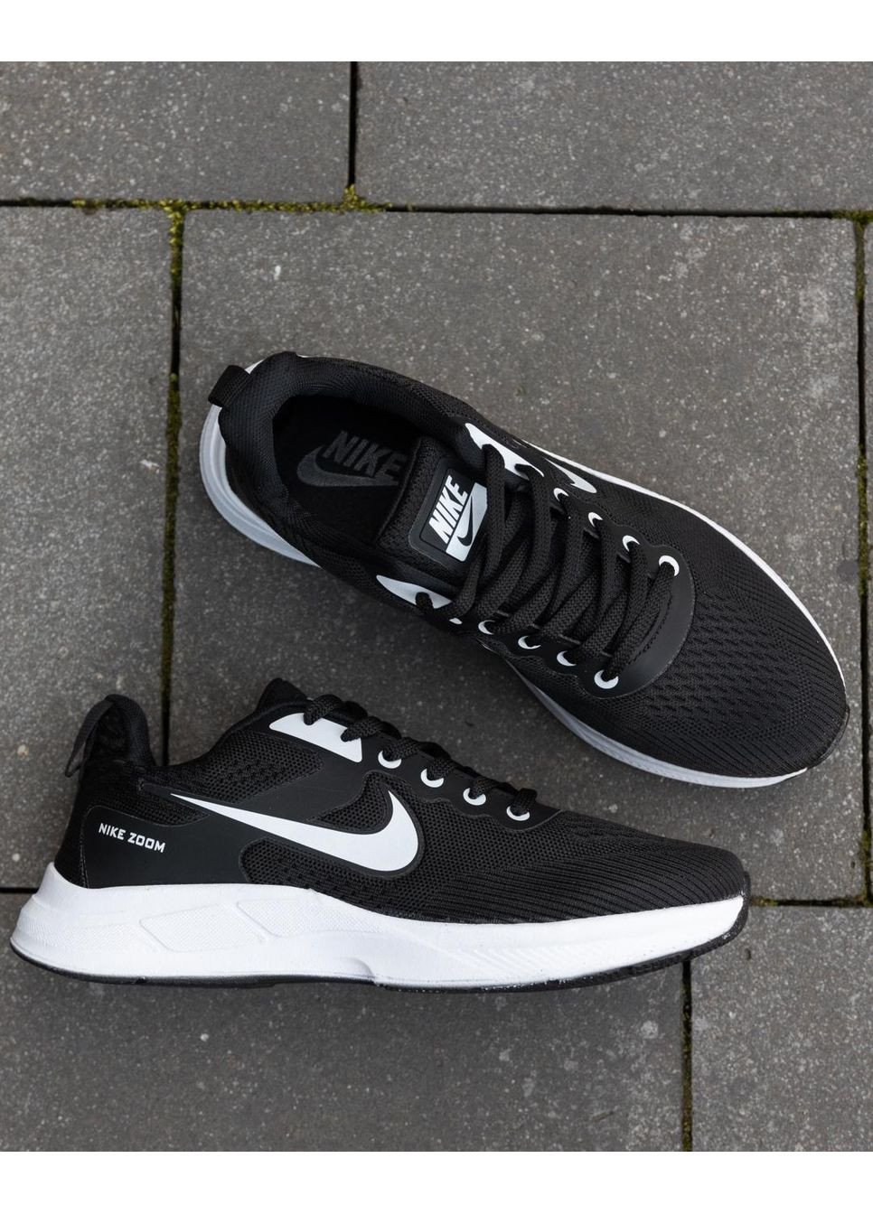 Чорні Осінні кросівки чоловічі nike zoom black white v2 найк аір зум No Brand