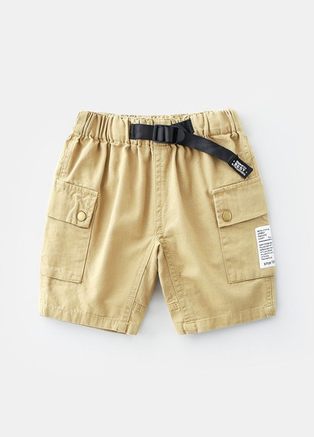 Бежевые демисезонные шорты однотонные с карманами (бежевый 100см) (7438) Qoopixie