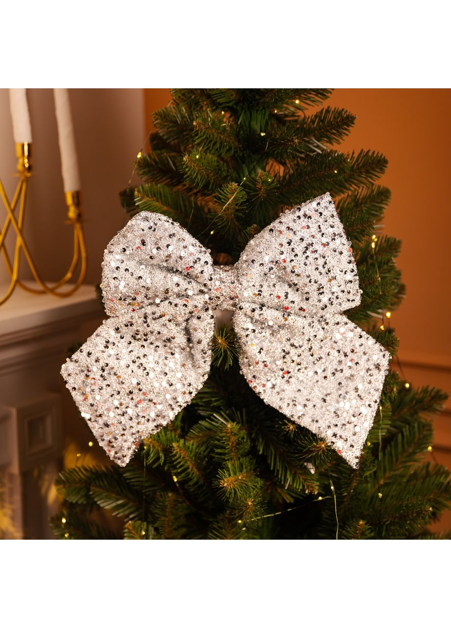 Бант новогодний для декора с пайетками на елку 35×45 (см) CR-2-27 Yiwu (370801052)