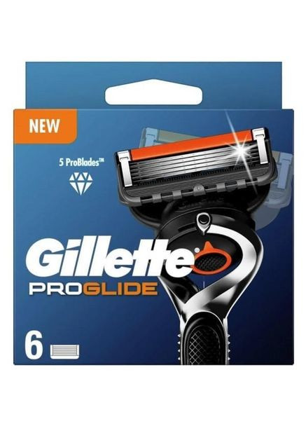 Сменные картриджи для бритья (лезвия кассеты) мужские, 6 шт Gillette Fusion Proglide (324624367)