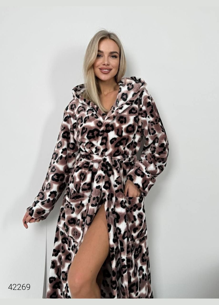 Махровый женский халат с леопардовим принтом Liton (303775493)