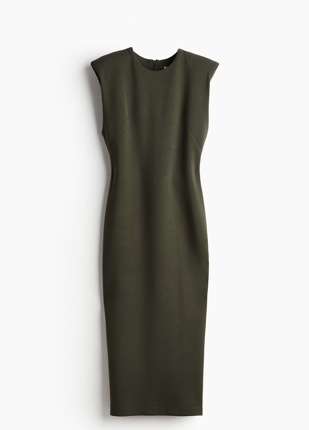 Оливковое (хаки) деловое платье H&M однотонное