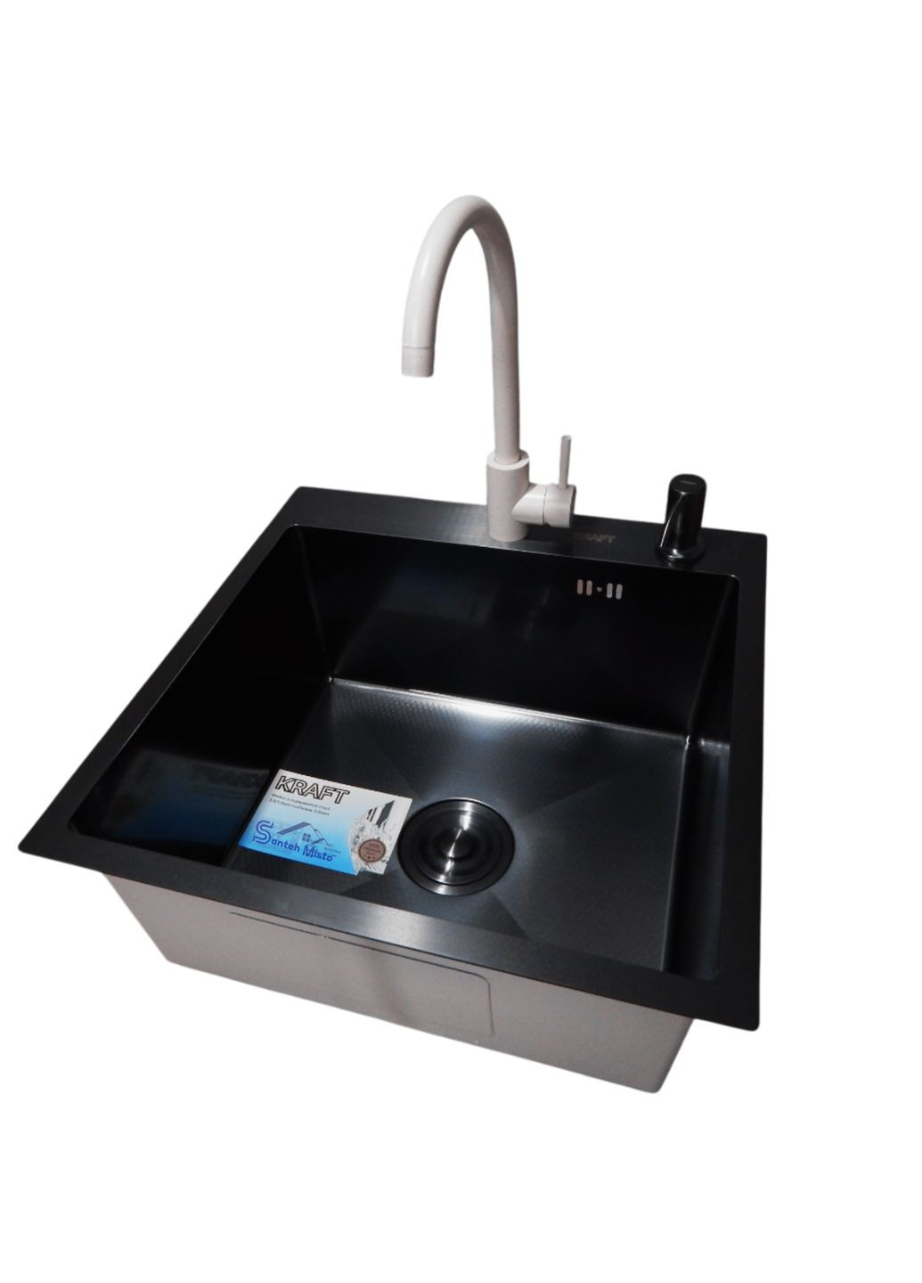 Комплект кухонної мийки HM 50х50 NANO BLACK PVD (3.0/1.0 мм) Kraft (361242226)