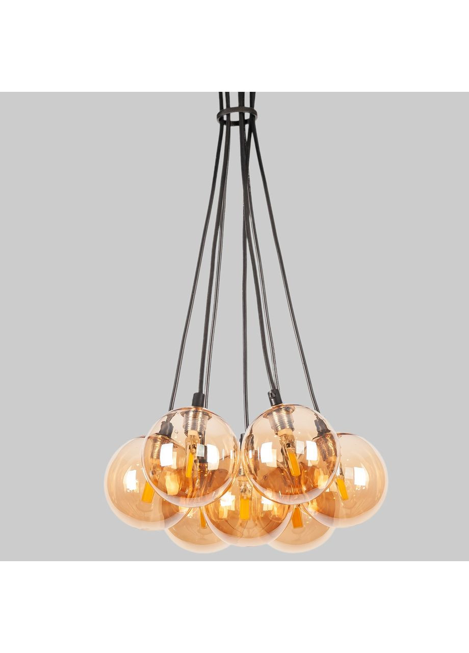 Підвісна чорна люстра "Пучок" з кавовими плафонами на 7 ламп (61-P100F-7 BK+BR) No Brand (370069684)